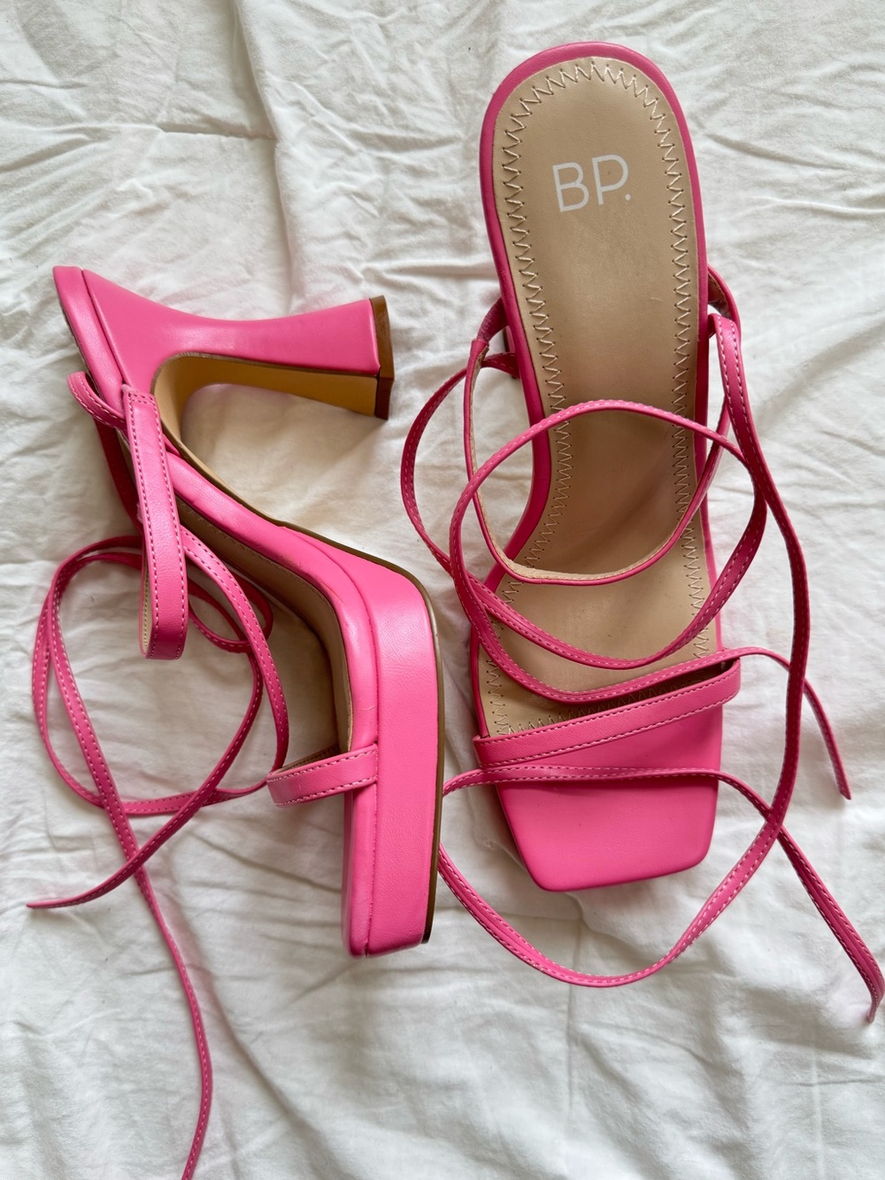 BP Women's Platform Strappy Pink Block Heels Size 9.5 NWOT